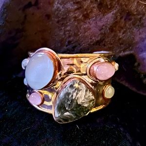 Gold Designer Cuff Bracelet with Stones